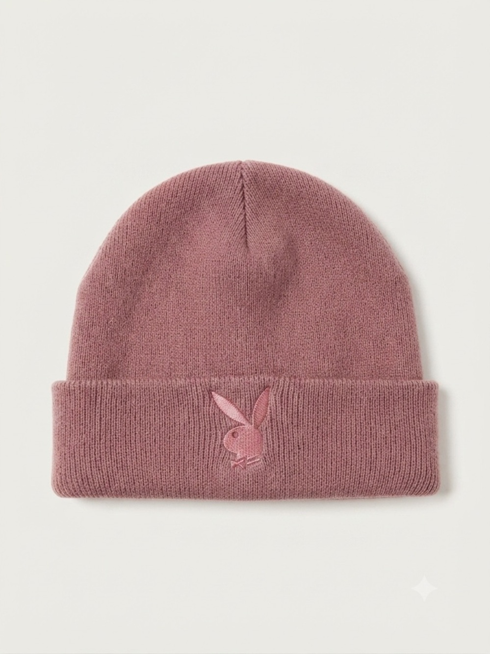 PLAYBOY Pink Embroidered Bunny Cuff Beanie